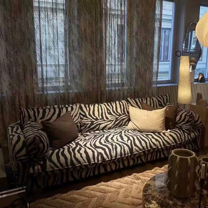 Statement Zebra‑Stripe Upholstered Modular Sofa System