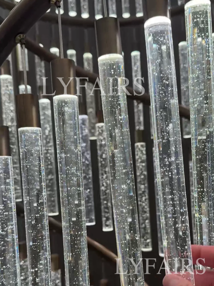 Luxury Spiral Bubble Crystal Chandelier for High Ceiling