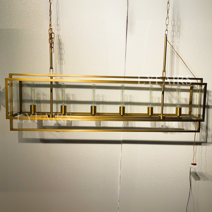 Lampadario moderno con paralume in vetro e acciaio lineare per sala da pranzo/isola della cucina