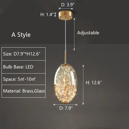 Lampada a sospensione moderna in vetro grigio con cielo stellato per sala da pranzo/bar/isola della cucina