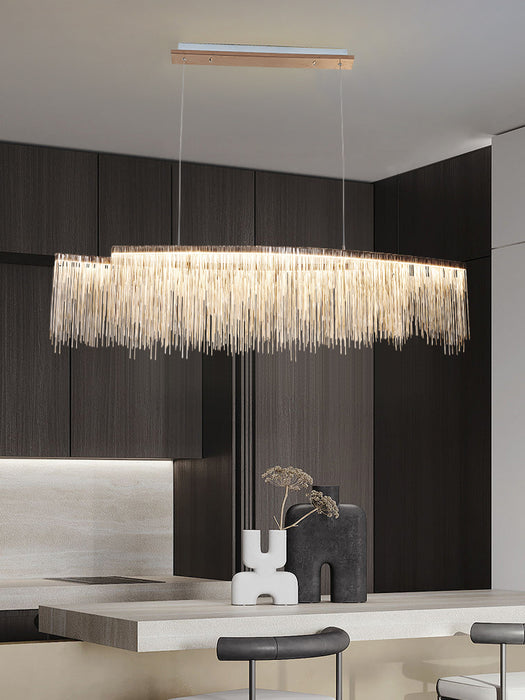 Lampadario a sospensione con nappe in alluminio consigliato dal designer per soggiorno/sala da pranzo/isola della cucina