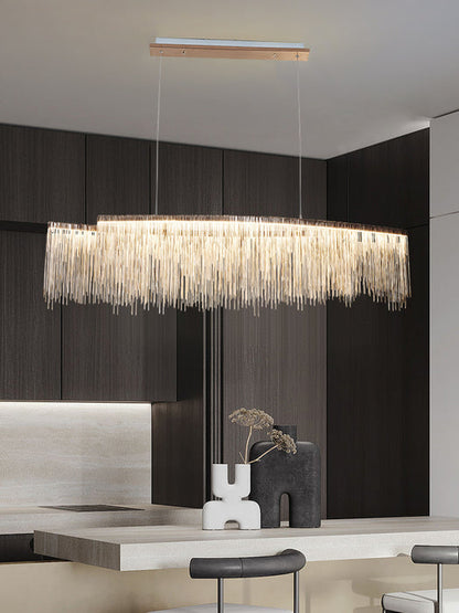 Lampadario a sospensione con nappe in alluminio consigliato dal designer per soggiorno/sala da pranzo/isola della cucina