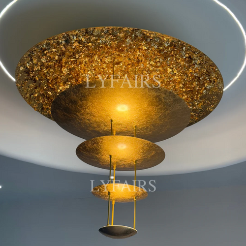 Luxury Multi-layer Gold Leaf Chandelier for Low Ceiling