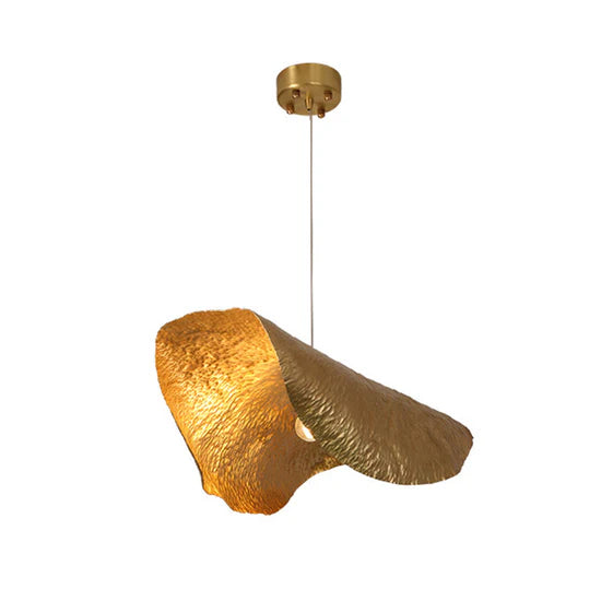 Lampada a sospensione postmoderna a foglia appassita in ottone