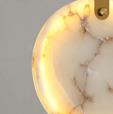 Modern Floating Round Alabaster Chandelier for High Ceiling