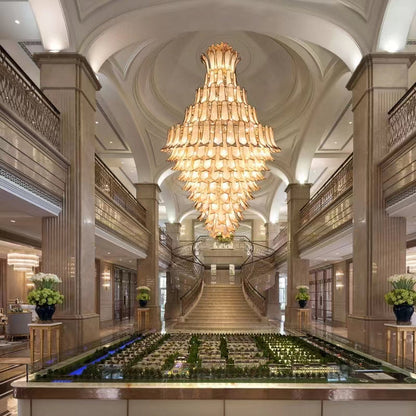 Extra Large Luxury Multi-tier Gold Crystal Chandelier for Stairs/Large High-ceiling Room