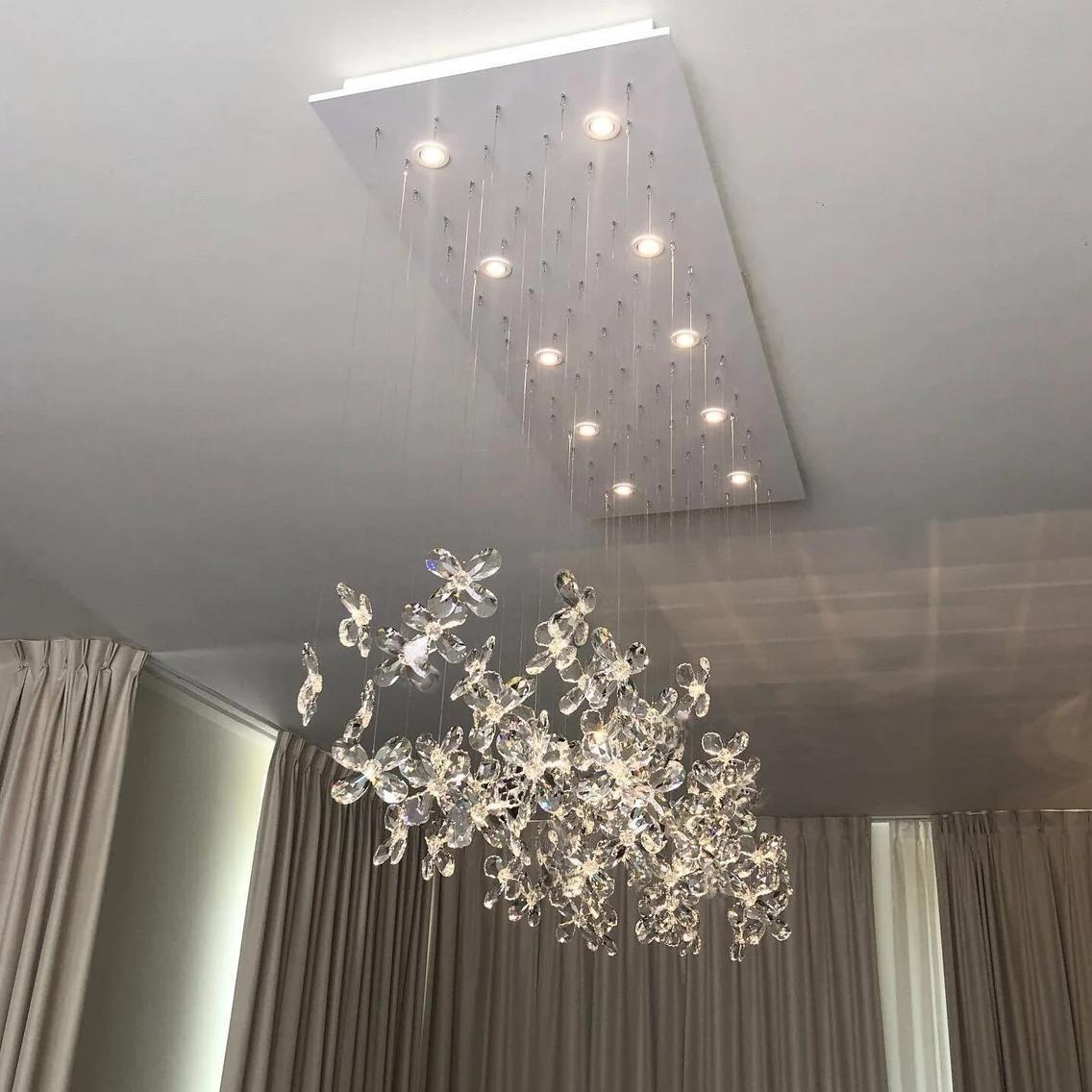 Modern Floating Crystal Flower Chandelier