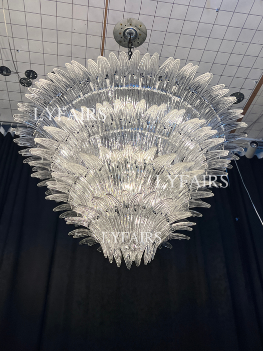Lustre en verre artistique à motif de fleurs pour salon/chambre