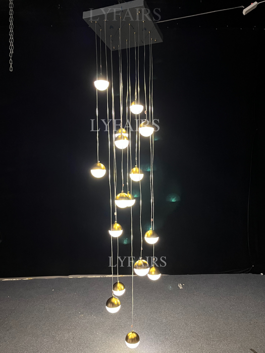 Contemporary Minimalist Floating Acrylic Ball Chandelier