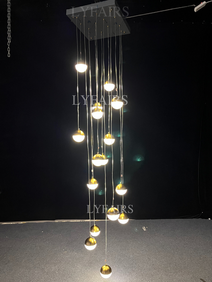 Contemporary Minimalist Floating Acrylic Ball Chandelier