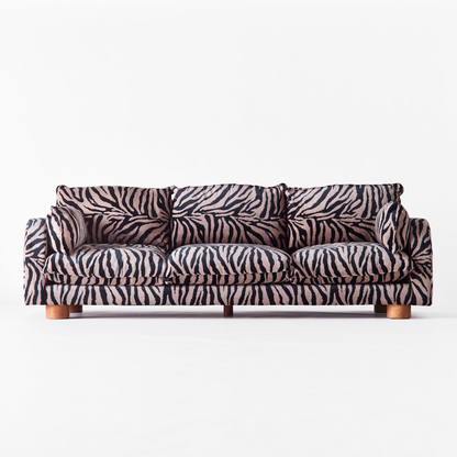 Statement Zebra‑Stripe Upholstered Modular Sofa System