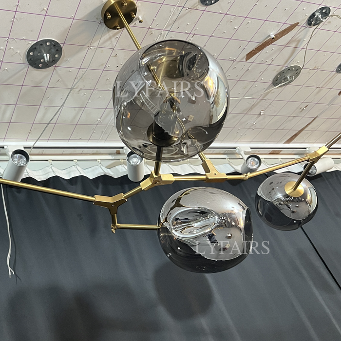 Extra Large Industrial Fashion Branch Multiple Glass Pendant Chandelier for Living/Dining Room