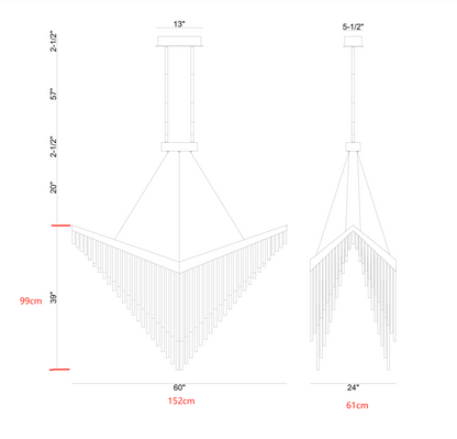 Modern Art Design Arrowhead Shaped Acrylic Rods Chandelier