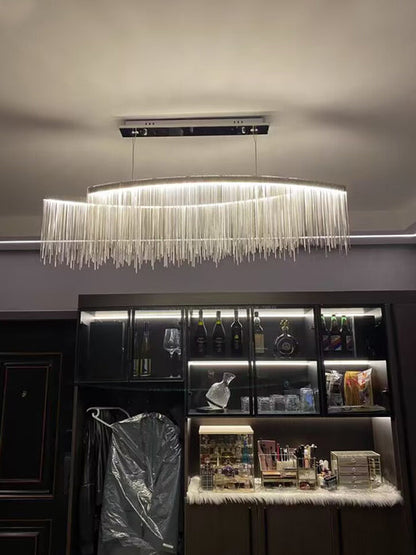 Lampadario a sospensione con nappe in alluminio consigliato dal designer per soggiorno/sala da pranzo/isola della cucina