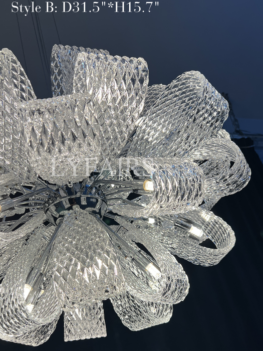 Lampadario a sospensione in vetro con bouquet di fiori in stile postmoderno per soggiorno/sala da pranzo/camera da letto