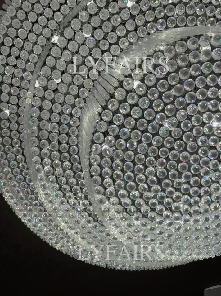 Modern 3-tier Flush Mounted Round Crystal Chandelier