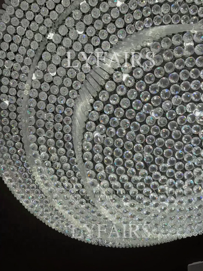 Modern 3-tier Flush Mounted Round Crystal Chandelier