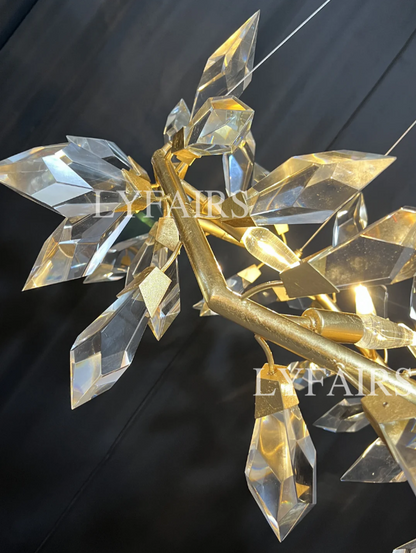 Art Handcrafted 1/2/3-tier Diamond-cut Crystal Chandelier for Living/Dining Room/Bedroom