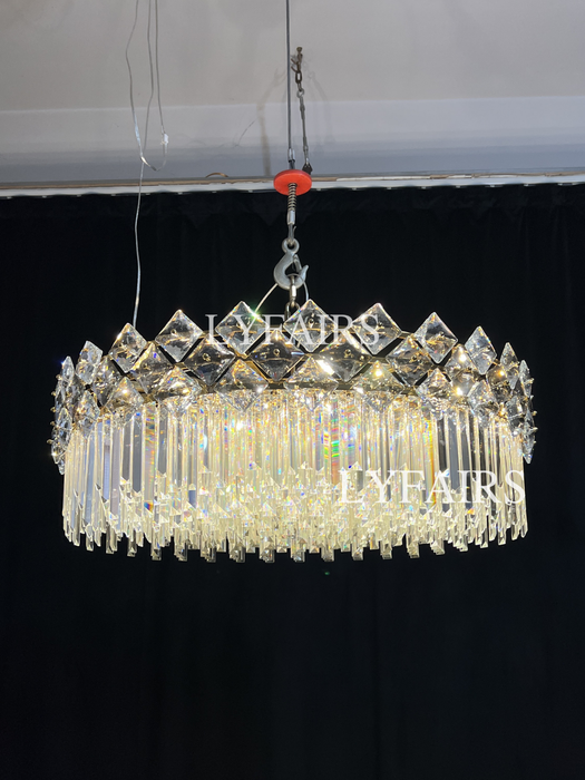 Lustre en cristal transparent à plusieurs niveaux, de luxe et moderne, idéal pour un salon, une salle à manger ou une chambre à coucher