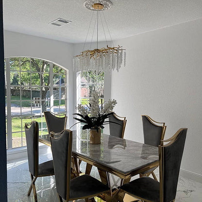 Lampadario a sospensione in cristallo a forma di ghiacciolo, stile ramificato, per sala da pranzo