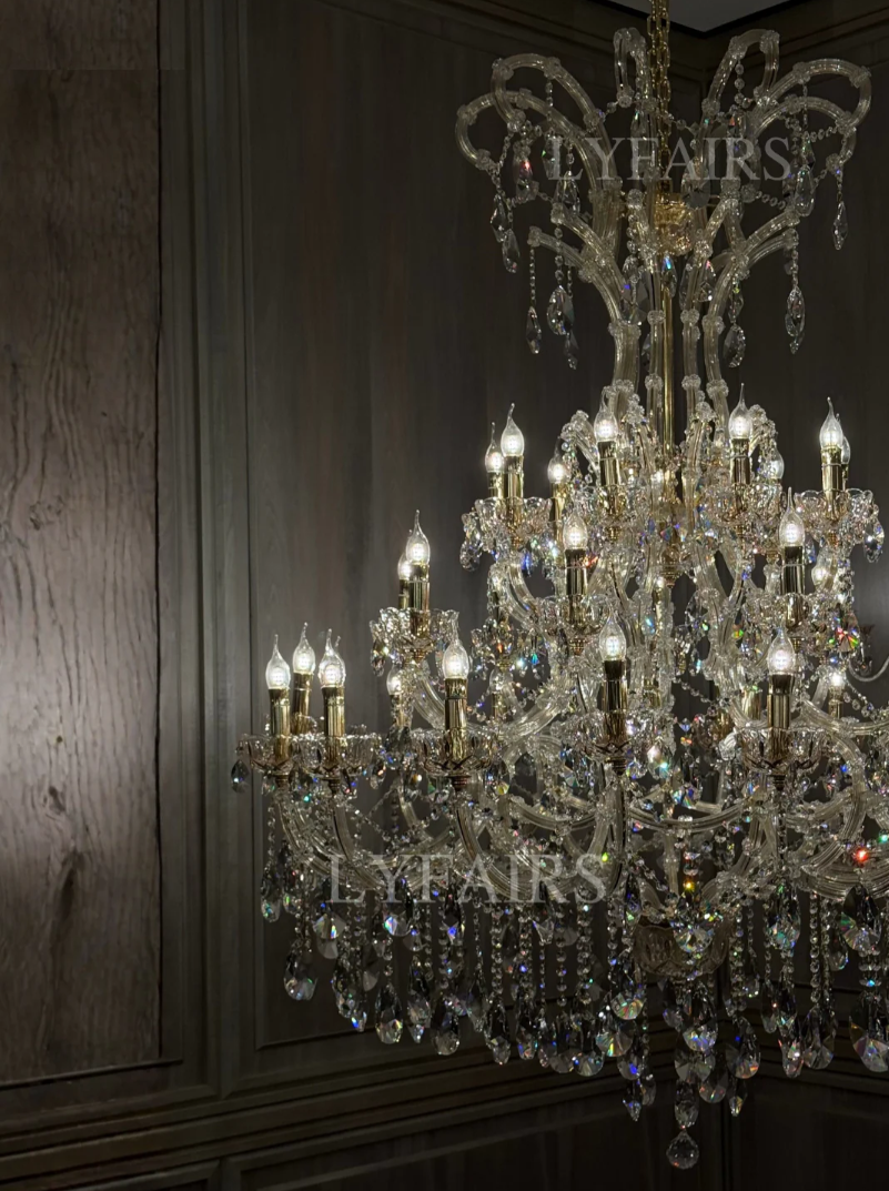 Majestic Royal Crown Crystal Candle Chandelier for Luxury Villa & Banquet Hall