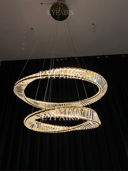 Lampadario di cristallo ad anello, lampada da soffitto di lusso per soggiorno/sala da pranzo, luce per camera da letto