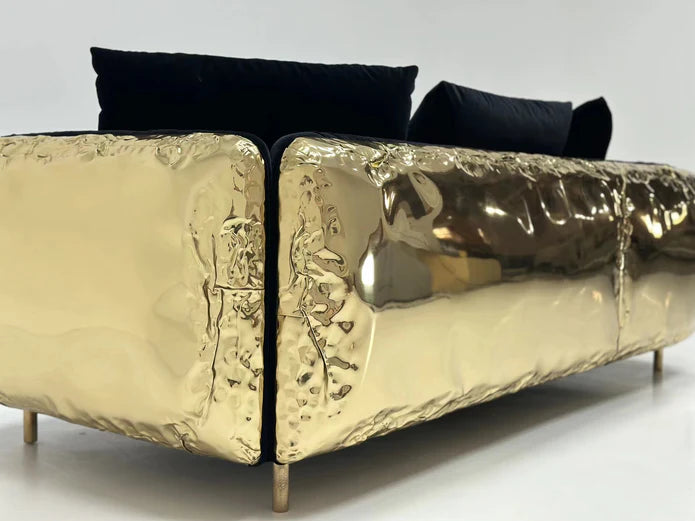 Luxury Creative Light Gray Sofa with Brass Finish Color