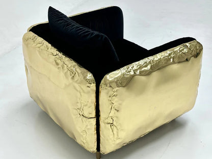 Luxury Creative Light Gray Sofa with Brass Finish Color