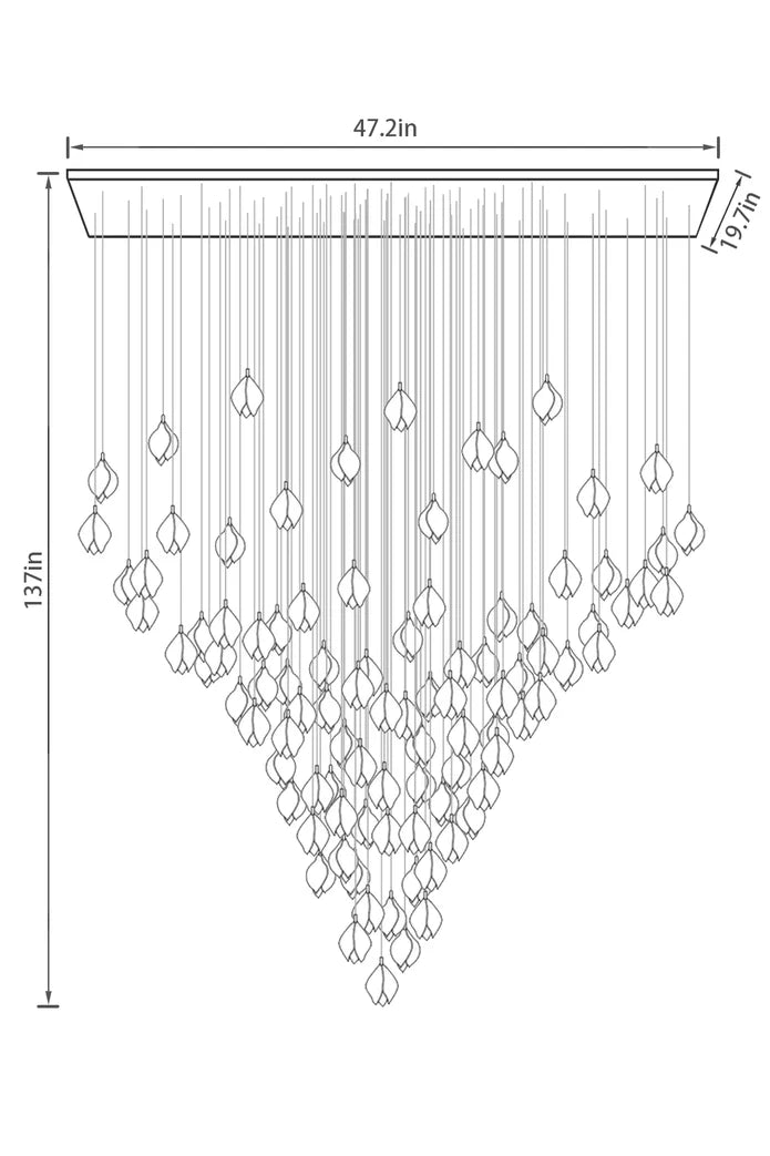 Nordic Magnolia Flower Ceramics Chandelier with Rectangular Canopy