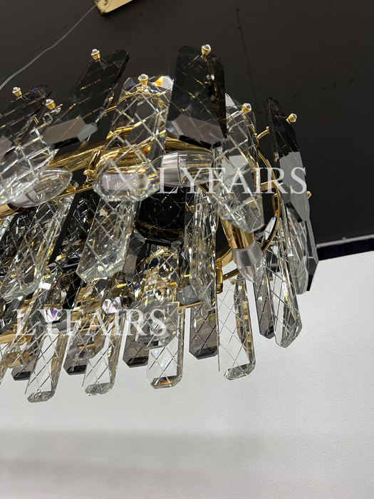 Lampadario moderno in cristallo grigio fumo, lampadario a sospensione scintillante per soggiorno/sala da pranzo/camera da letto/ufficio domestico