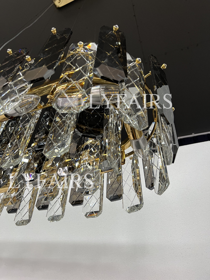 Lampadario moderno in cristallo grigio fumo, lampadario a sospensione scintillante per soggiorno/sala da pranzo/camera da letto/ufficio domestico