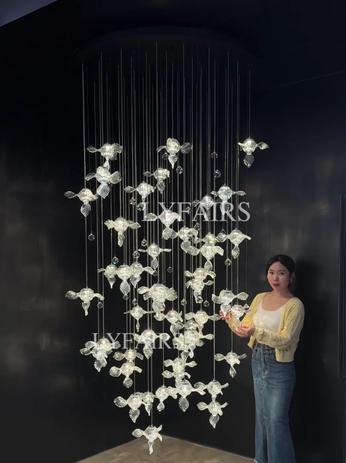 Modern Art Design Propeller-like Crystal Chandelier for Staircase/Villa/Foyer/High-ceiling Space
