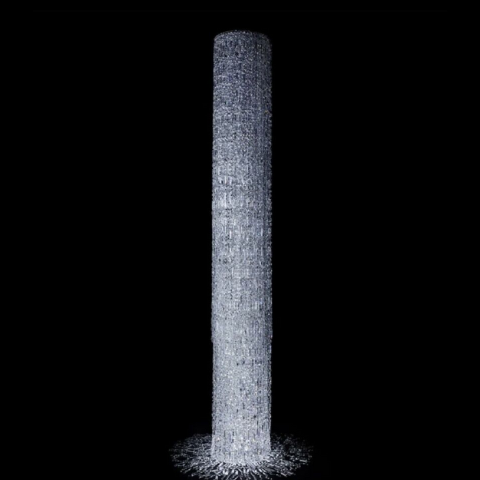 Oversized Art Designer Silver Crystal Long Ceiling Column Waterfall Chandelier
