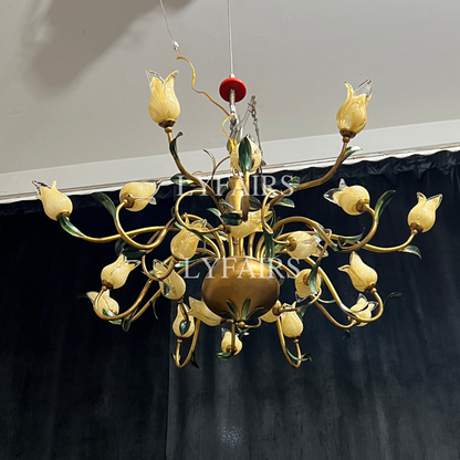 Lustre créatif vintage en forme de tulipe, style campagnard européen, pour salle à manger, chambre à coucher, salon, chambre d'enfant