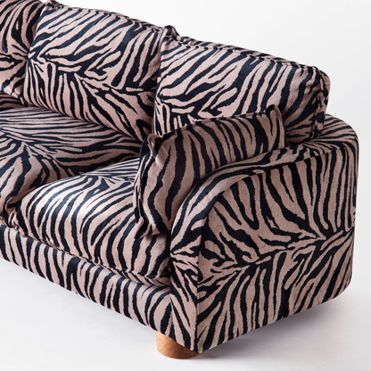 Statement Zebra‑Stripe Upholstered Modular Sofa System