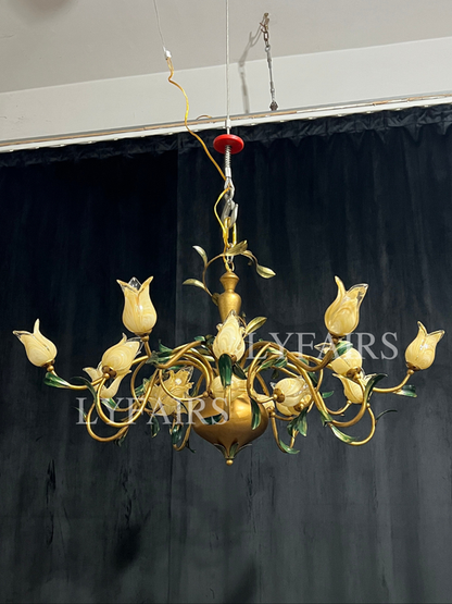 Lustre créatif vintage en forme de tulipe, style campagnard européen, pour salle à manger, chambre à coucher, salon, chambre d'enfant