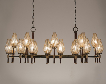Contemporary Linear Torch‑Shaped Crystal Shade Chandelier for Dining Room/Kitchen Island