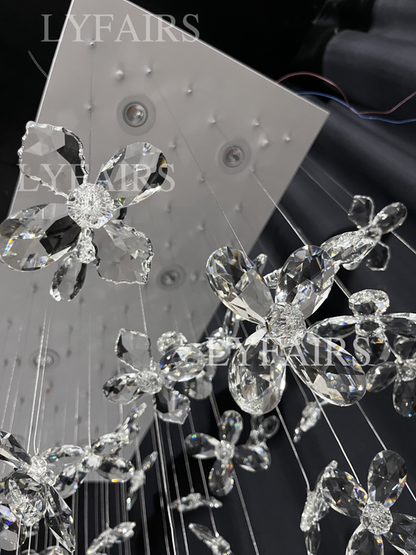 Lampadario moderno a forma di fiore di cristallo galleggiante