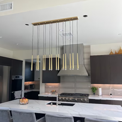 Minimalist Staircase Ceiling Lighting Fixture Foyer Pendant Chandelier In Gold Brass Finish