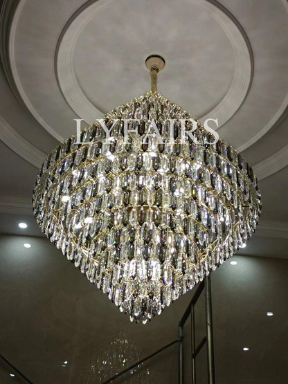 Lustre décoratif en cristal extra large pour hall d'entrée, salon, escalier