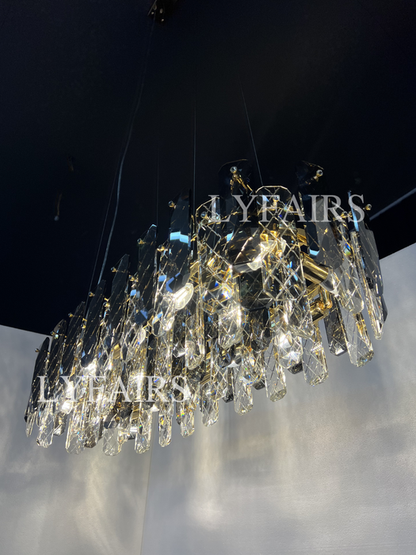 Lampadario moderno in cristallo grigio fumo, lampadario a sospensione scintillante per soggiorno/sala da pranzo/camera da letto/ufficio domestico