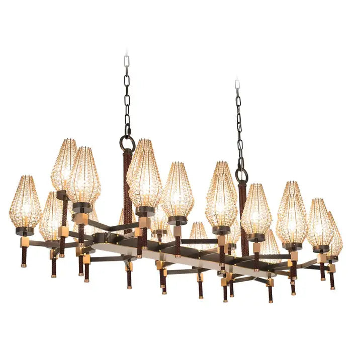 Contemporary Linear Torch‑Shaped Crystal Shade Chandelier for Dining Room/Kitchen Island