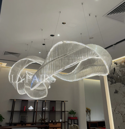 Modern Floating Infinity Ribbon Glass Chandelier for Mansion/Hotel/Restaurant