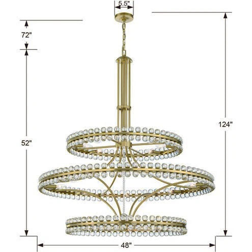 Modern 2/3 Ring Glass Ball Chandelier for Low-ceiling