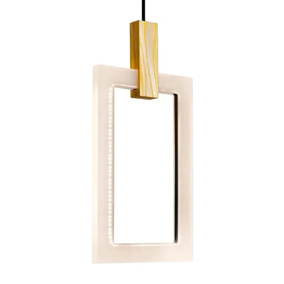 Modern Minimalist Rectangular LED Pendant with White Oak Finish