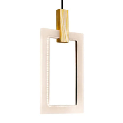 Modern Minimalist Rectangular LED Pendant with White Oak Finish