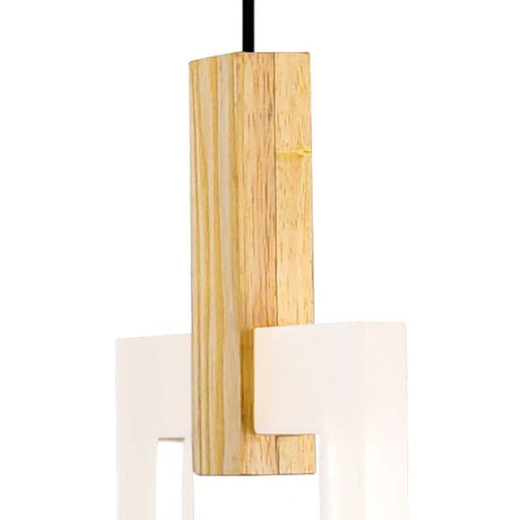 Modern Minimalist Rectangular LED Pendant with White Oak Finish