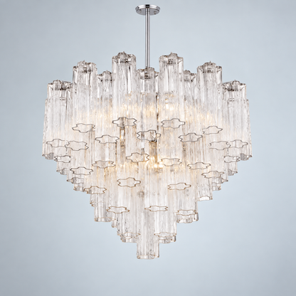 Modern Multi-tiered Tubular Glass Chandelier for Low Ceiling