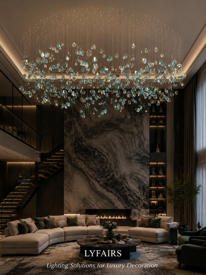 Modern Luxury Cascading Colorful Glass Stone Chandelier