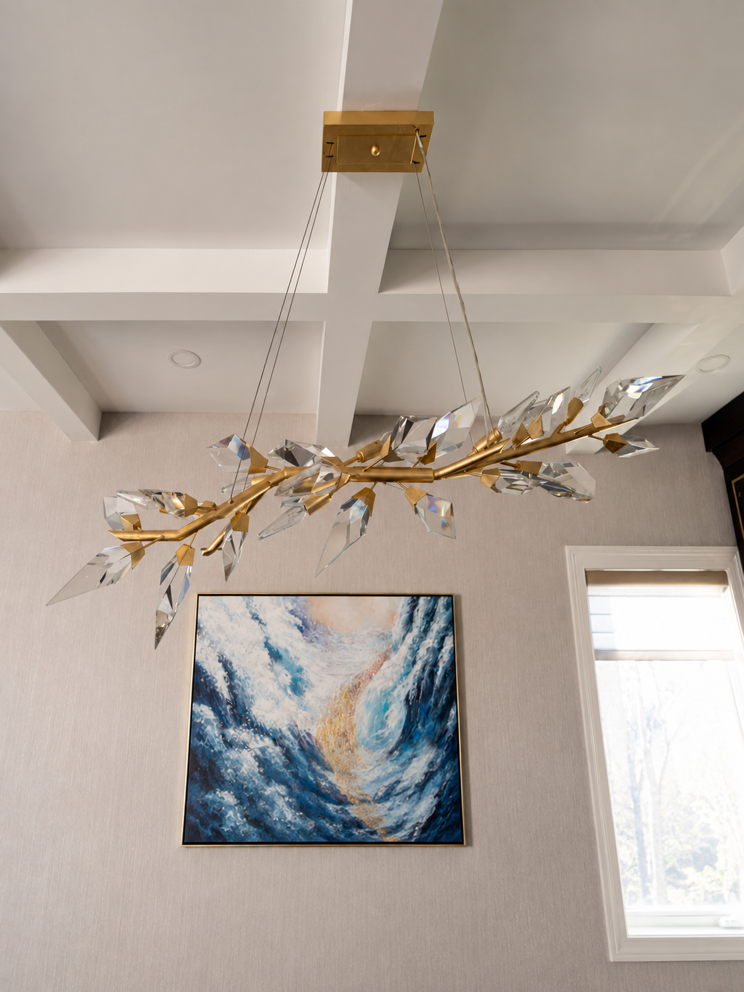 Modern Luxury Linear Handcrafted Crystal Chandelier for Dining Room